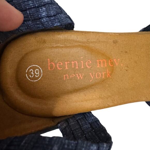 Bernie Mev New York Navy Woven Ankle Strap Wedge Sandals Shoes Women’s 39 US‎ 8 - Picture 7 of 8